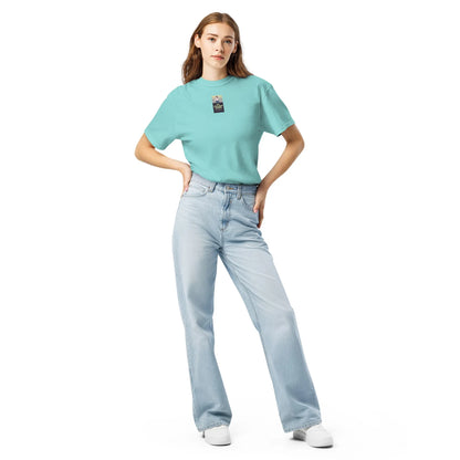 Heritage#2 garment-dyed heavyweight t-shirt in Lagoon-Blue – Vorderansicht