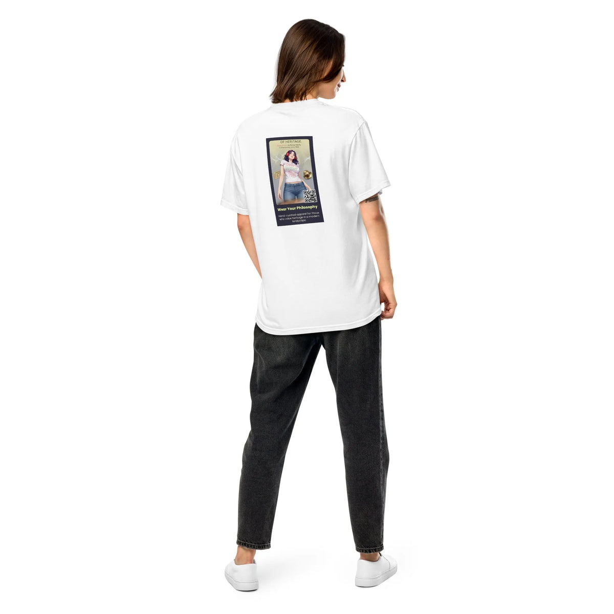 Heritage#1 garment-dyed heavyweight t-shirt in Weiß – Rückenansicht
