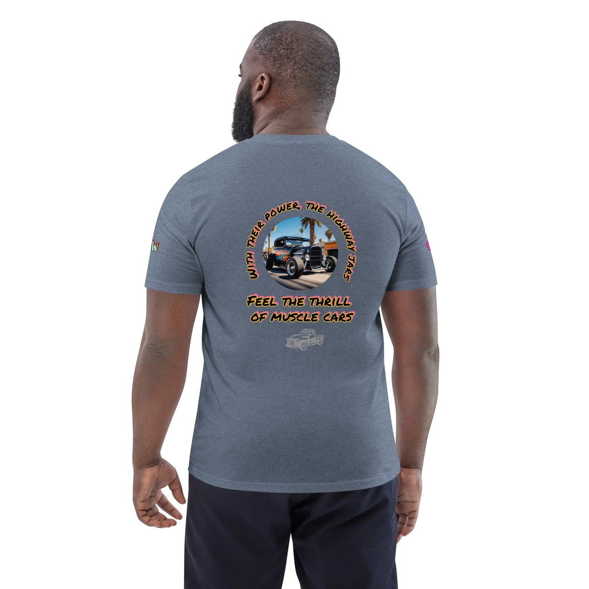 RetroCar#1 in Dark Heather Blue – Rückenansicht