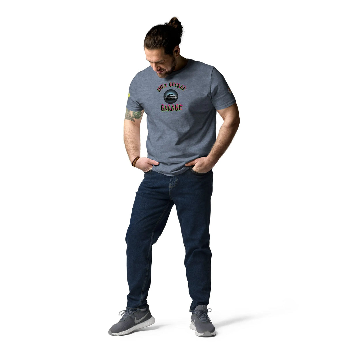 RetroCar#2 in Dark Heather Blue – Vorderansicht Detail