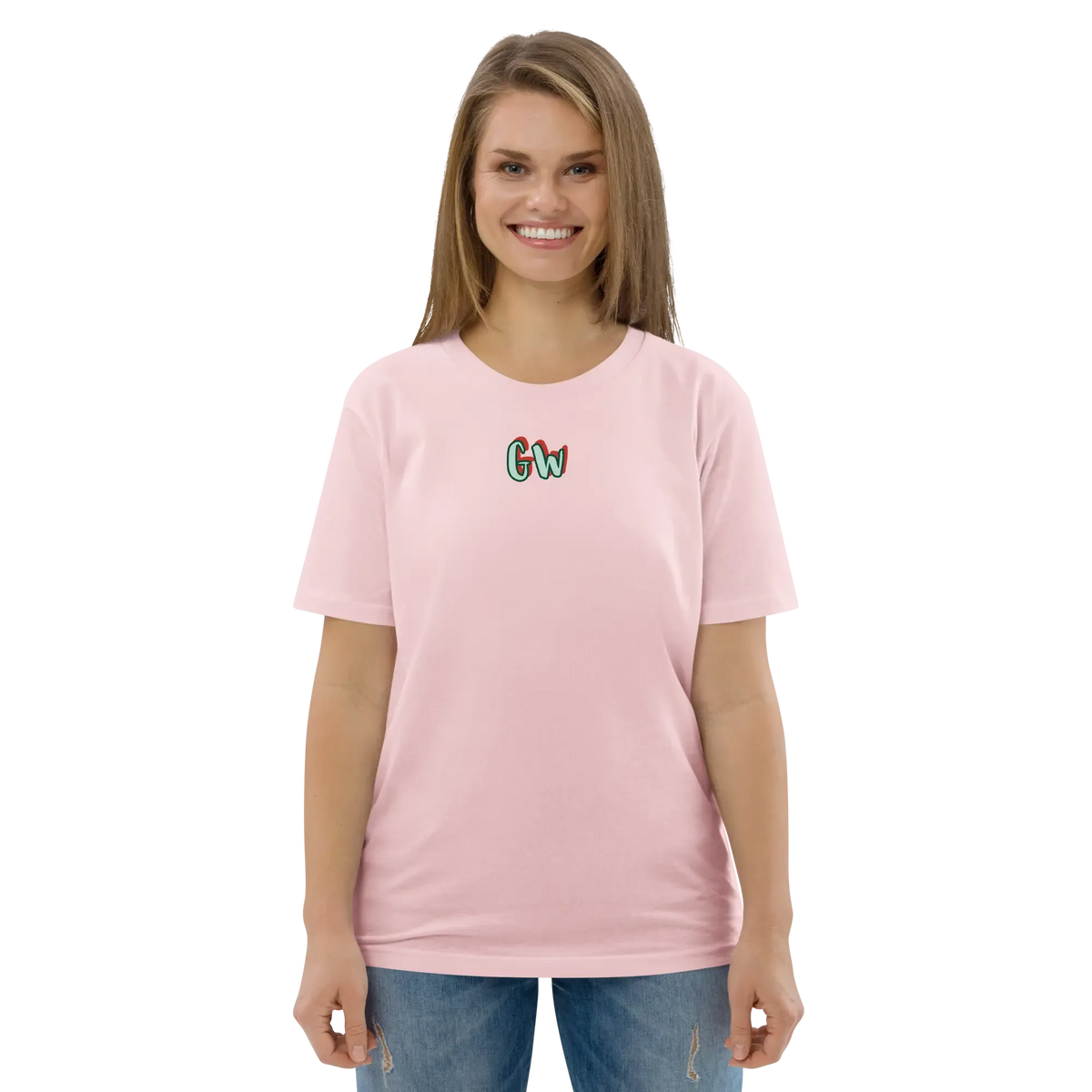 Unisex organic cotton T-shirt, light pink front view