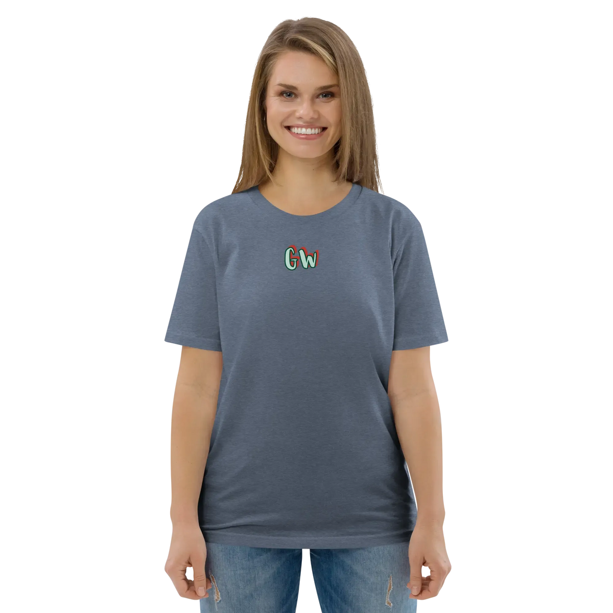 Georg Werner unisex organic cotton t-shirt, dark heather grey; small chest logo
