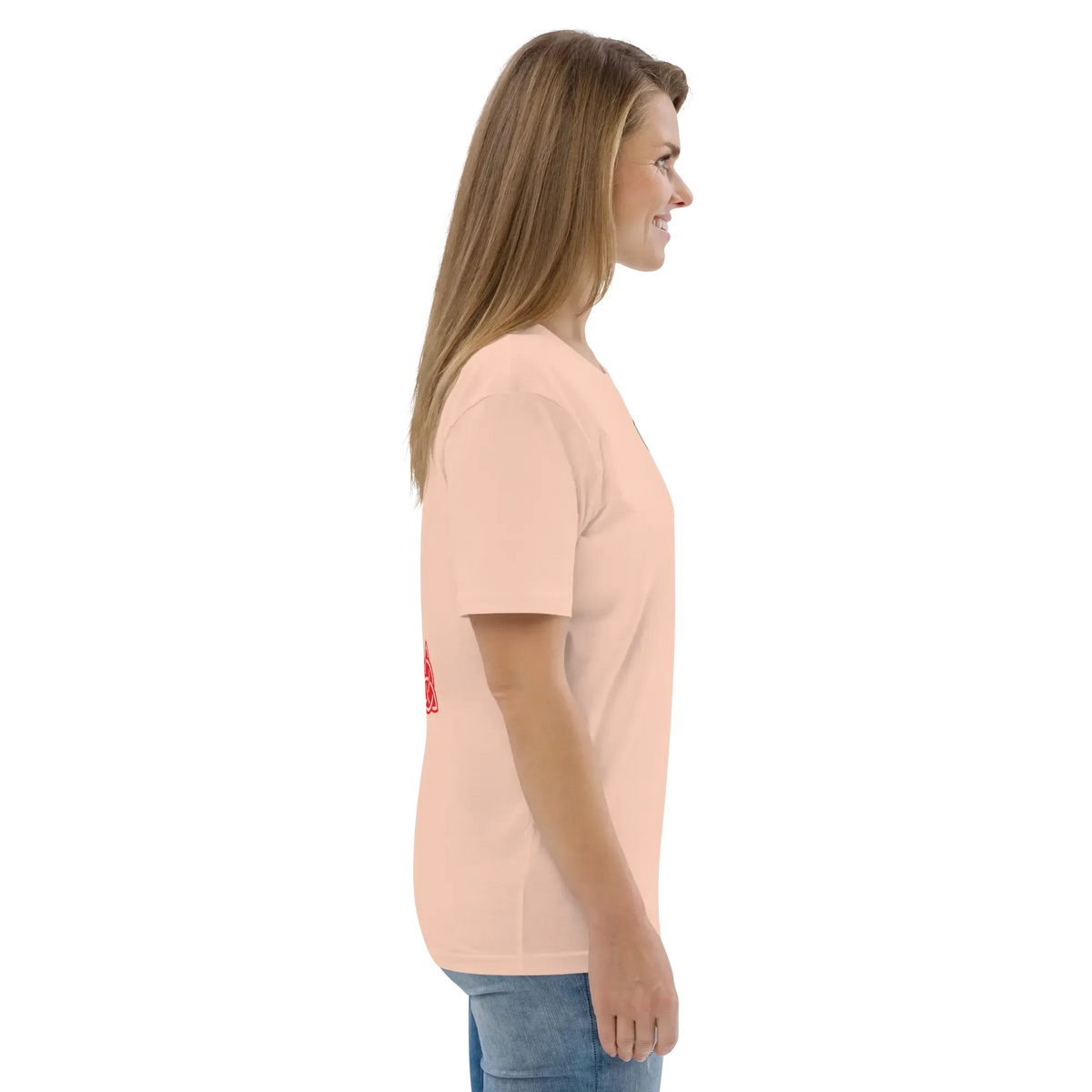 Unisex organic cotton T-shirt, light pink side view