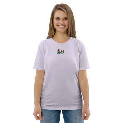 Lavender unisex organic cotton T-shirt with crew neck and small chest logo