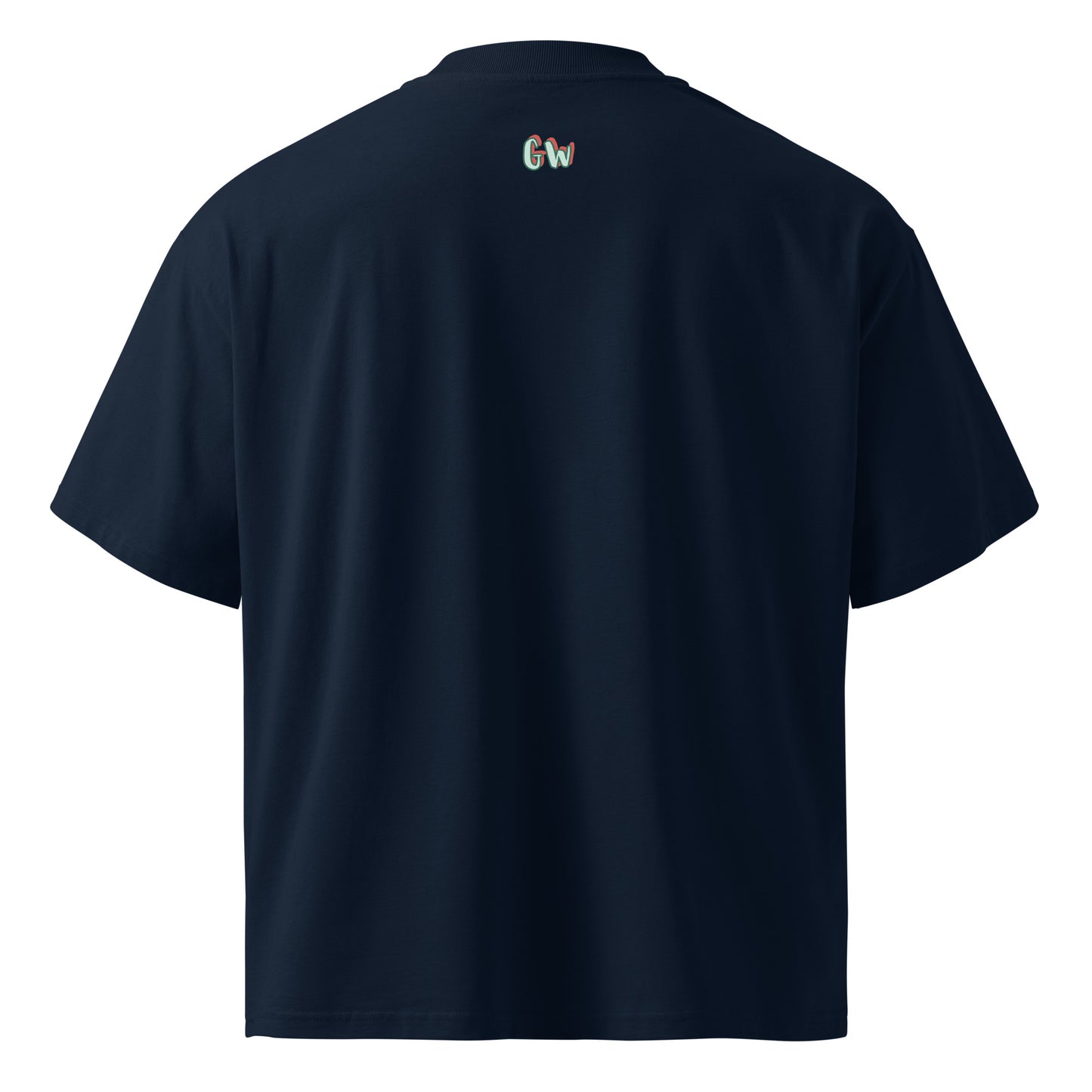 French Navy oversized organic T-shirt, back with small 'Gw' logo