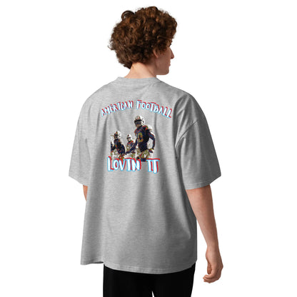 American Football oversized high neck t-shirt in Heather Grey – Rückenansicht Detail
