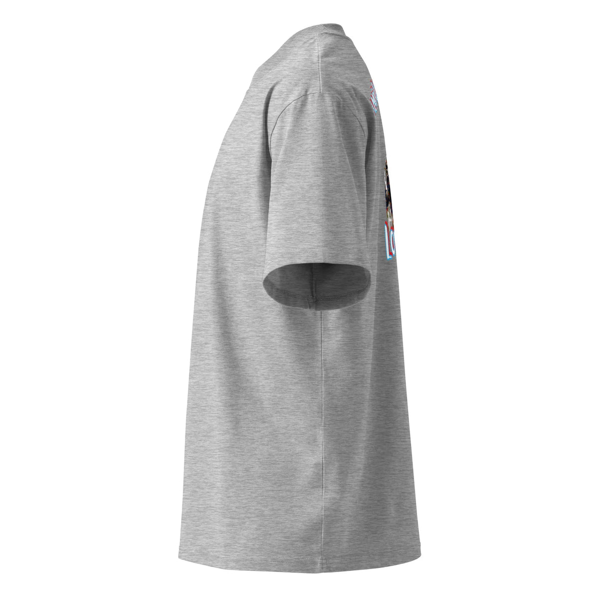 American Football oversized high neck t-shirt in Heather Grey – Seitenansicht links