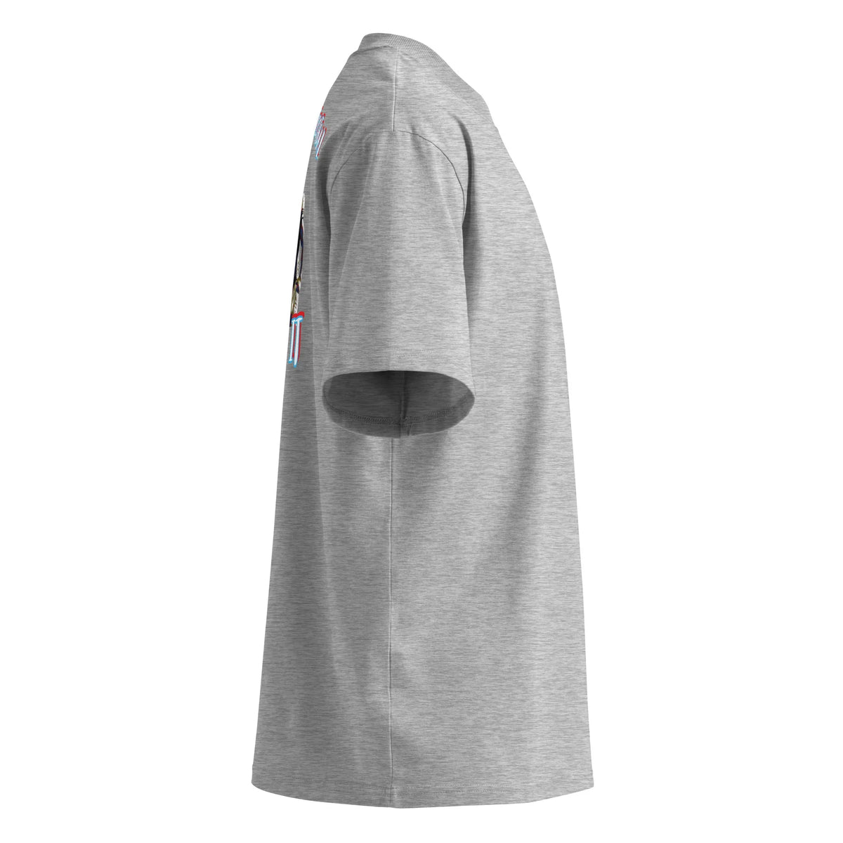 American Football oversized high neck t-shirt in Heather Grey – Seitenansicht rechts