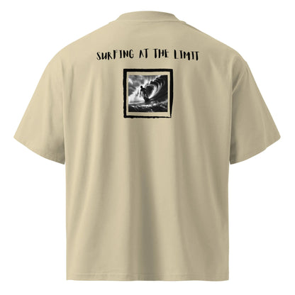 SurfLimit oversized high neck t-shirt in Stone – Rückenansicht