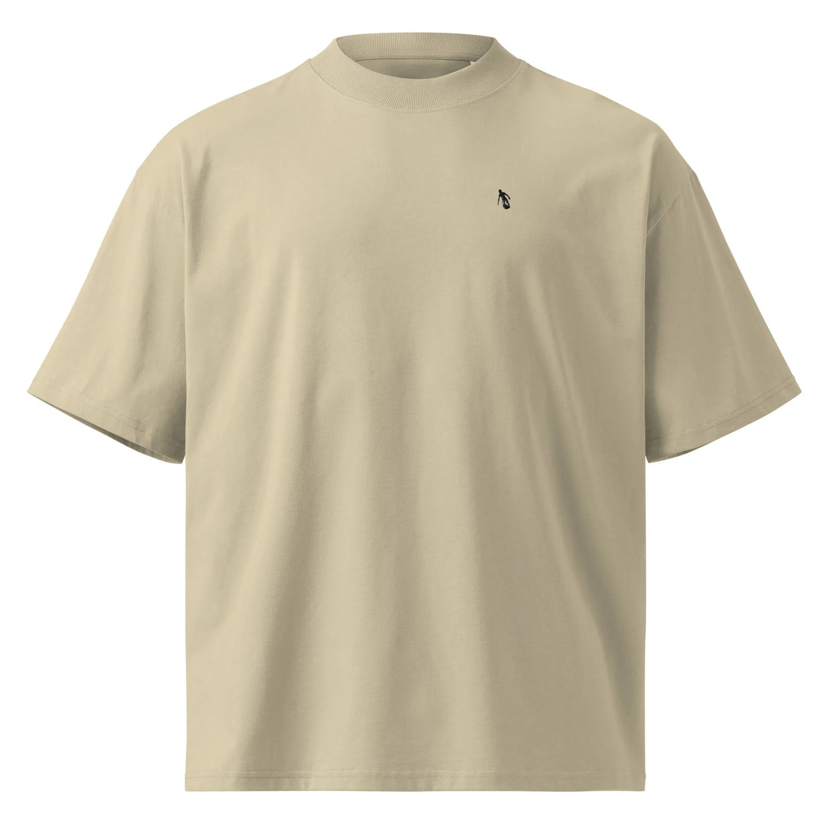 SurfLimit oversized high neck t-shirt in Stone – Vorderansicht Detail