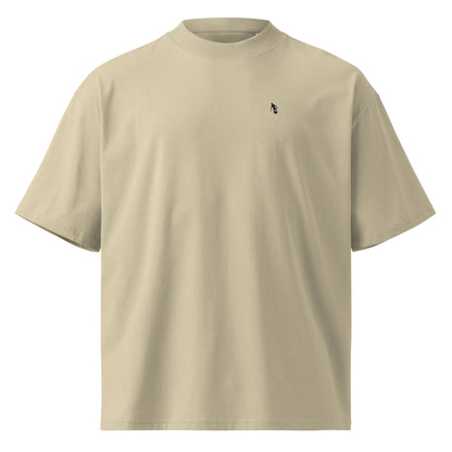 SurfLimit oversized high neck t-shirt in Stone – Vorderansicht Detail