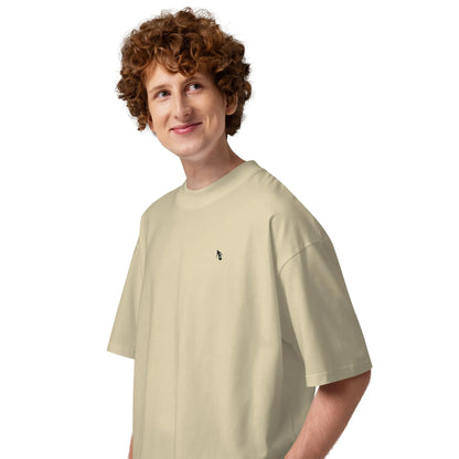 SurfLimit oversized high neck t-shirt in Stone – Seitenansicht links