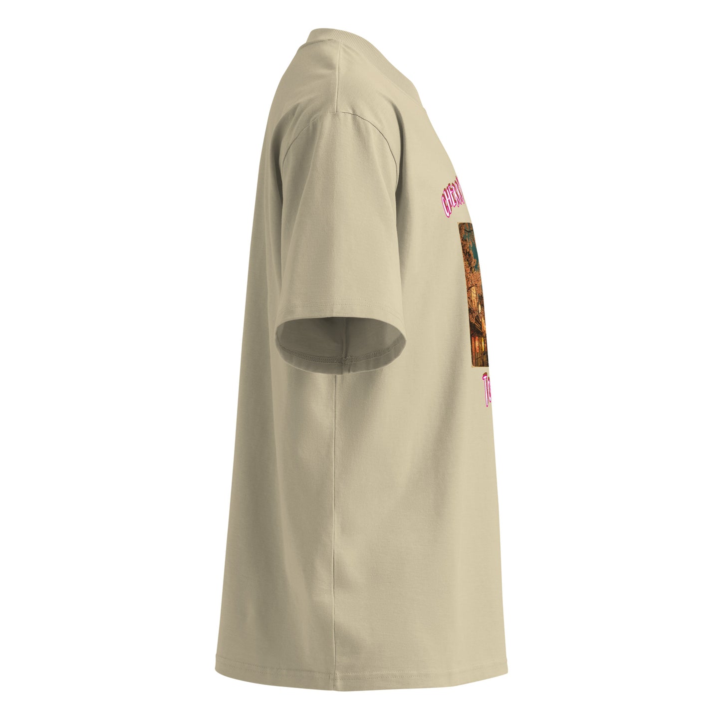Oversized T-shirt in stone with sleeve graphic, crew neck