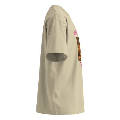 Oversized T-shirt in stone with sleeve graphic, crew neck