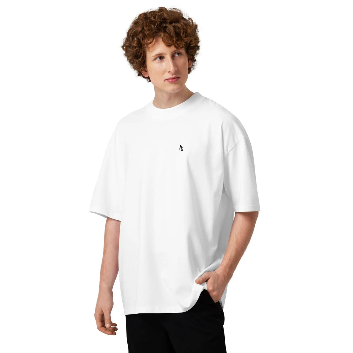SurfLimit oversized high neck t-shirt in Weiß – Vorderansicht Detail