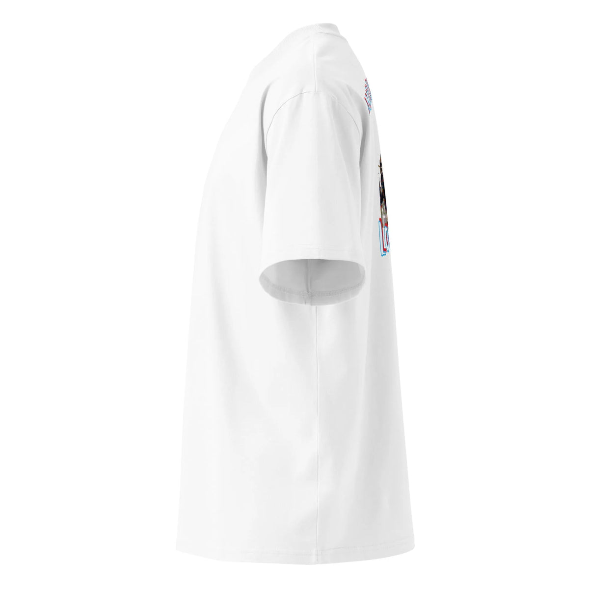 American Football oversized high neck t-shirt in Weiß – Seitenansicht links