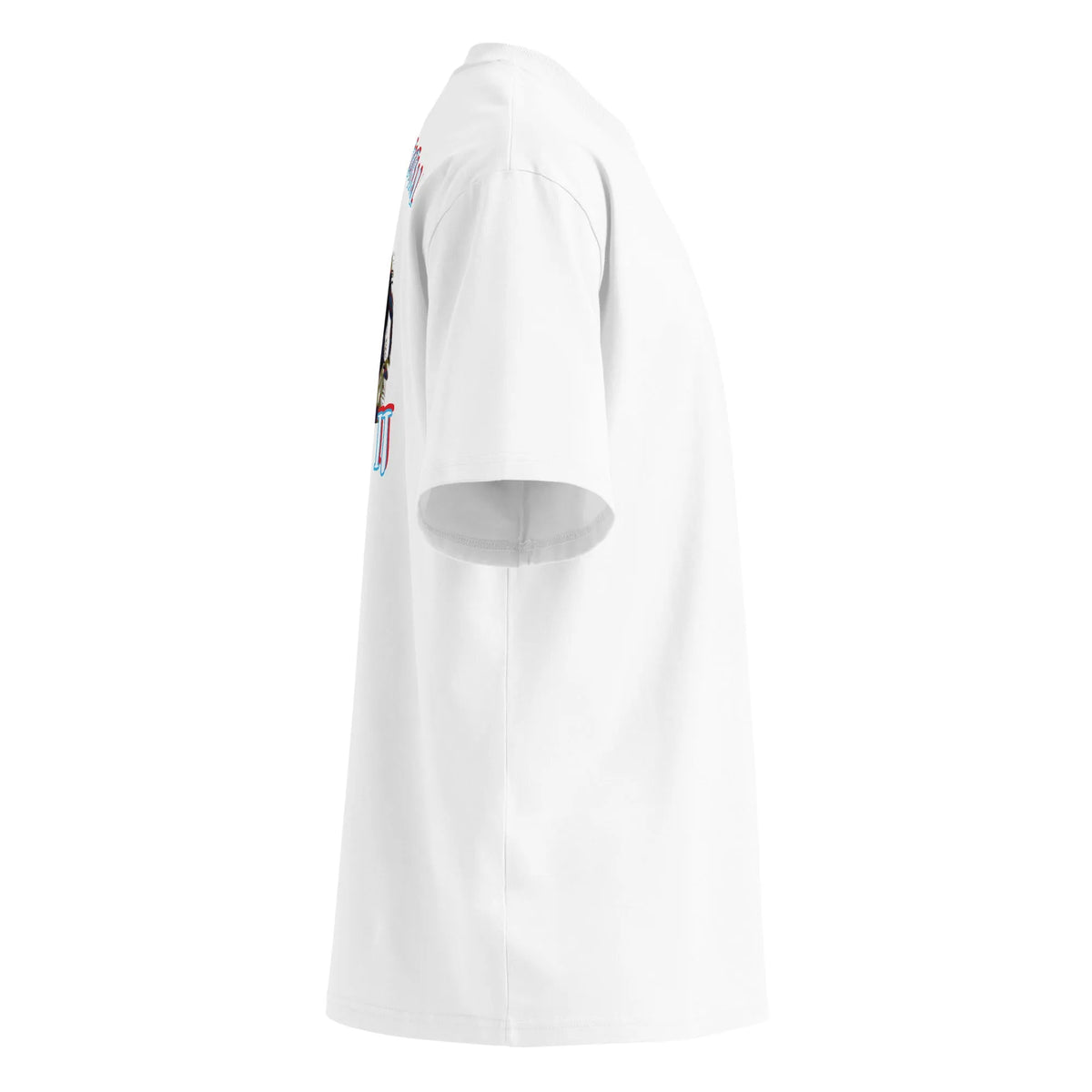 American Football oversized high neck t-shirt in Weiß – Seitenansicht rechts
