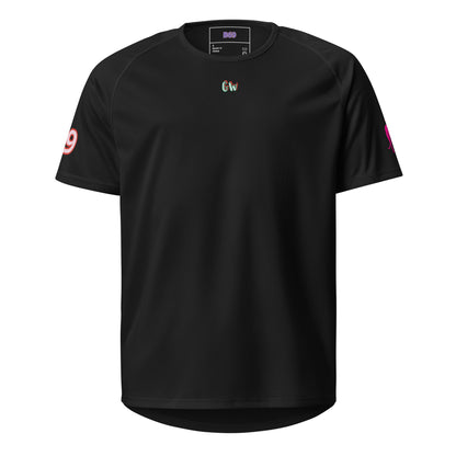 Unisex Sportshirt in Black, kurzarm, Rundhalsausschnitt mit kleinem Brust-Logo