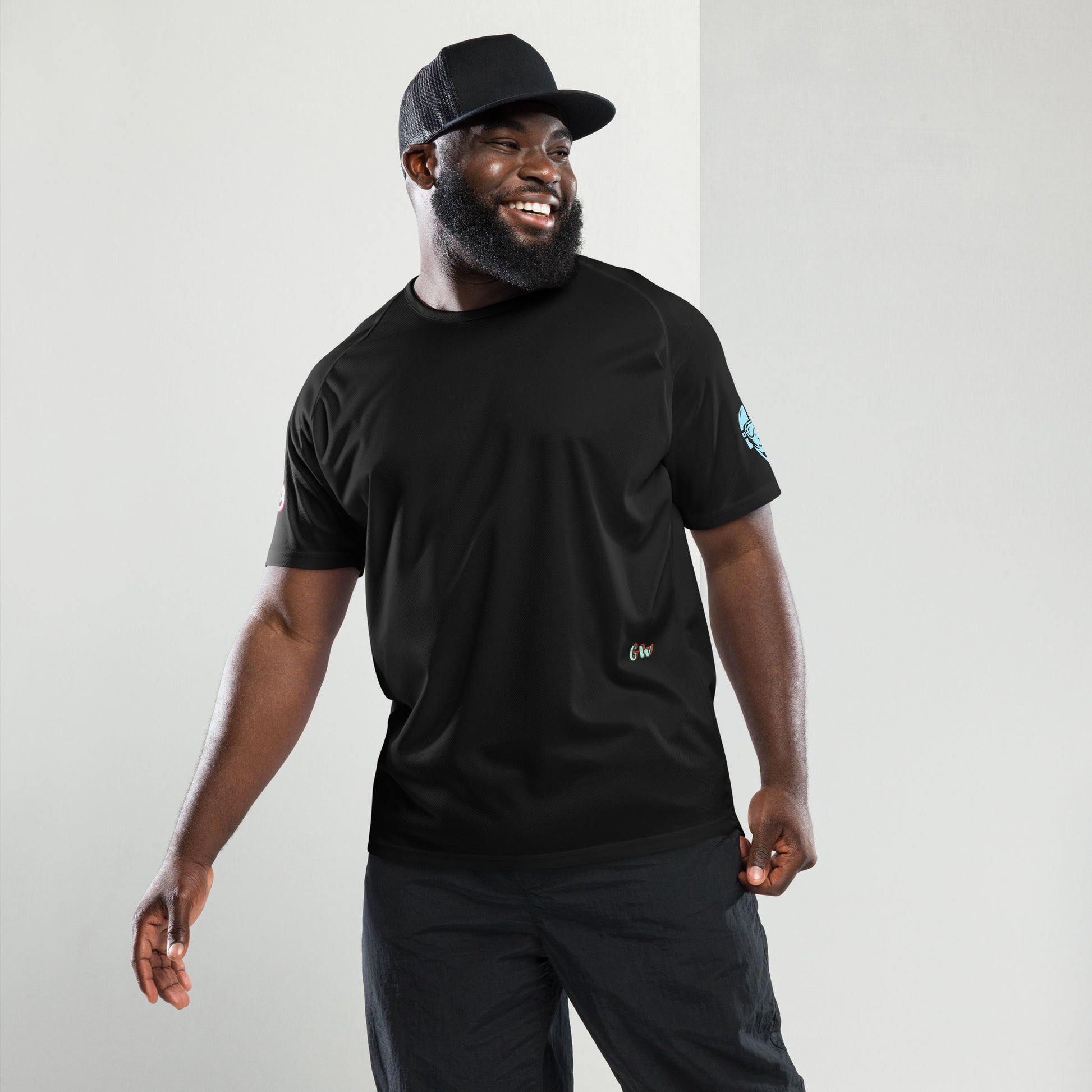 Scrambler#2 T-shirt black with small chest logo and crew neck.