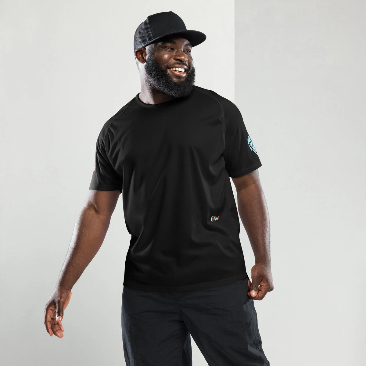 Scrambler#2 T-shirt black with small chest logo and crew neck.