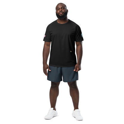 Scrambler#2 T-shirt black with small sleeve emblem and minimal front print.