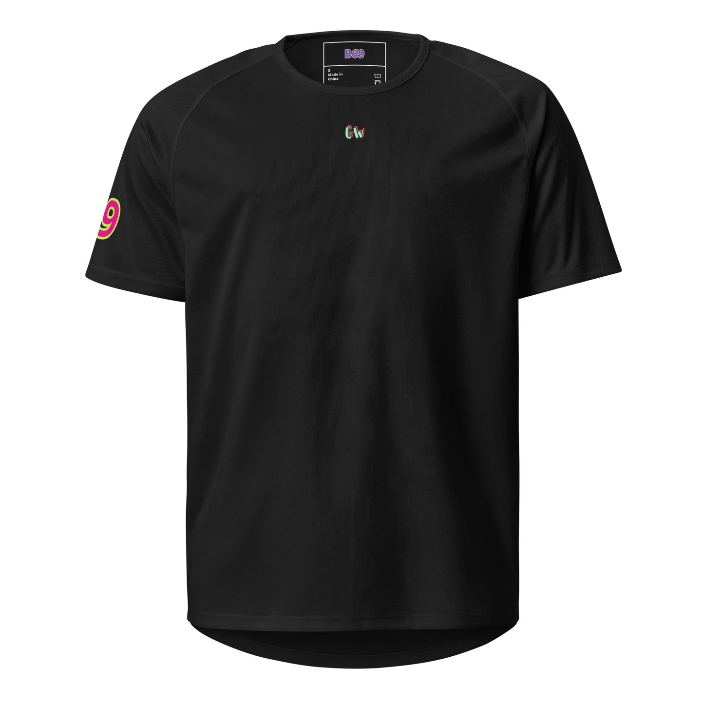 AW Monaco sports jersey, black front with “cW” logo and neon “9” on sleeve