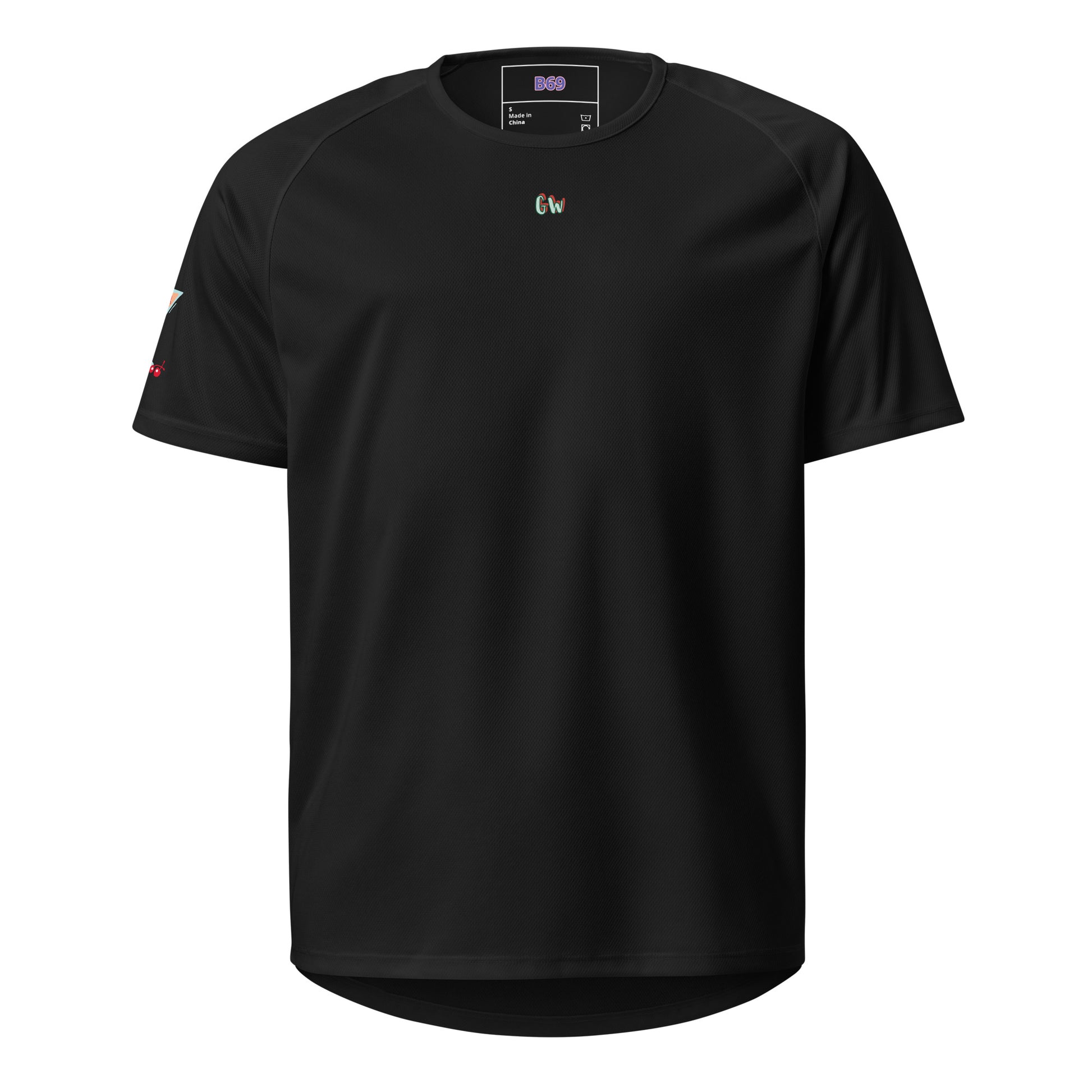 Sports jersey, black front with small CW logo at chest