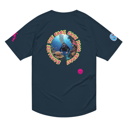 Unisex sports jersey, French navy, circular diver graphic on front with small chest logo
