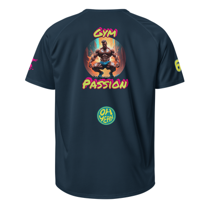 Unisex sports jersey back print “Gym Passion” (French navy)