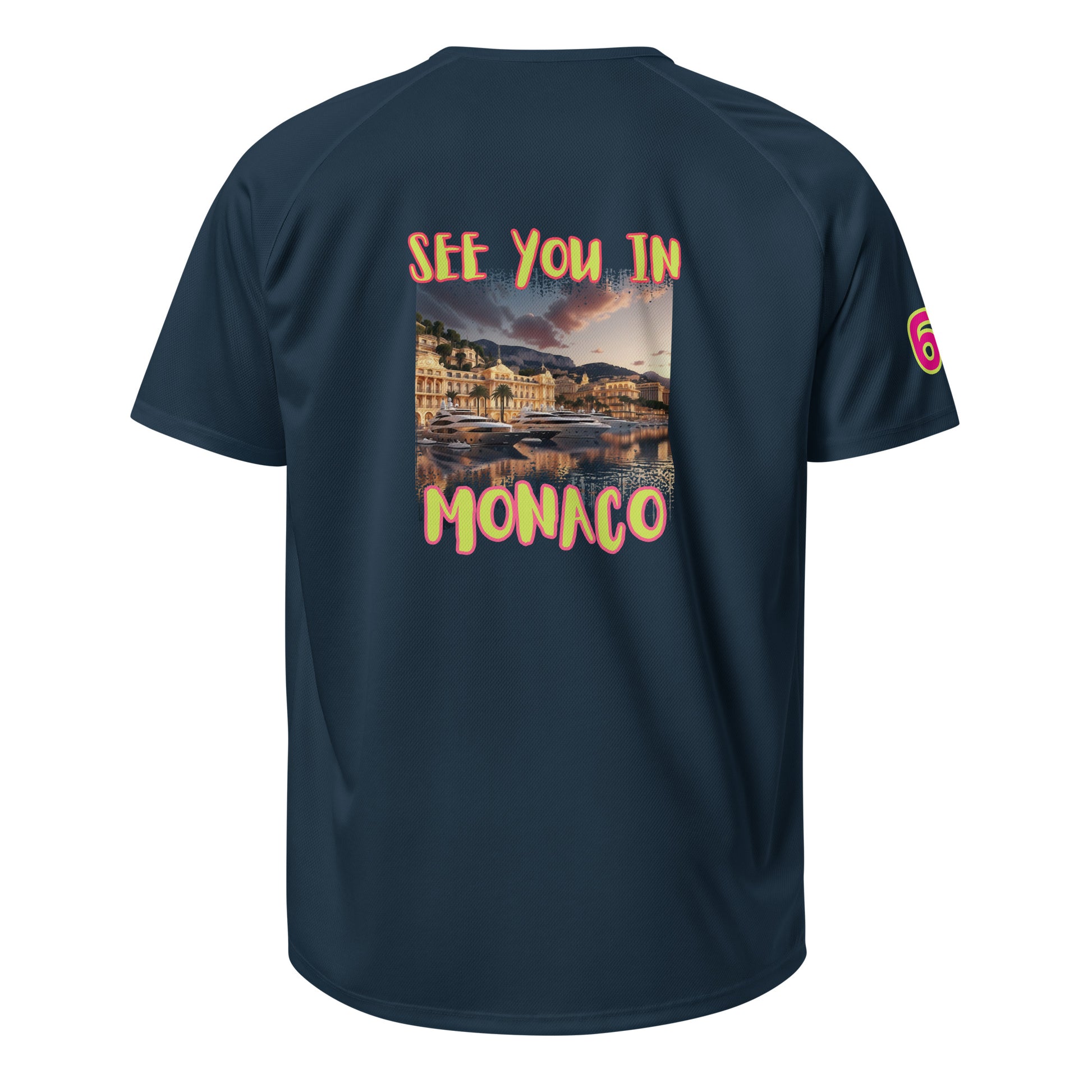 AW Monaco sports jersey, French navy with back graphic “SEE YOU IN MONACO”