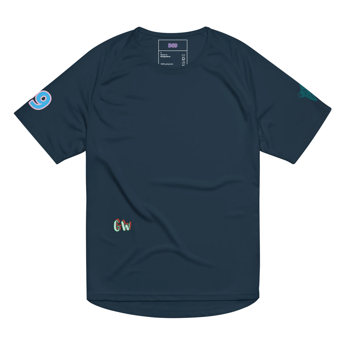Unisex sports jersey French Navy mit kleinem Gw-Logo und Sleeve-Icons