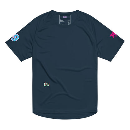 Unisex sports jersey, French navy, solid front with small sleeve icons and chest logo