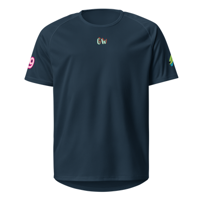 French navy sports jersey front with Gw logo and colorful sleeve 9