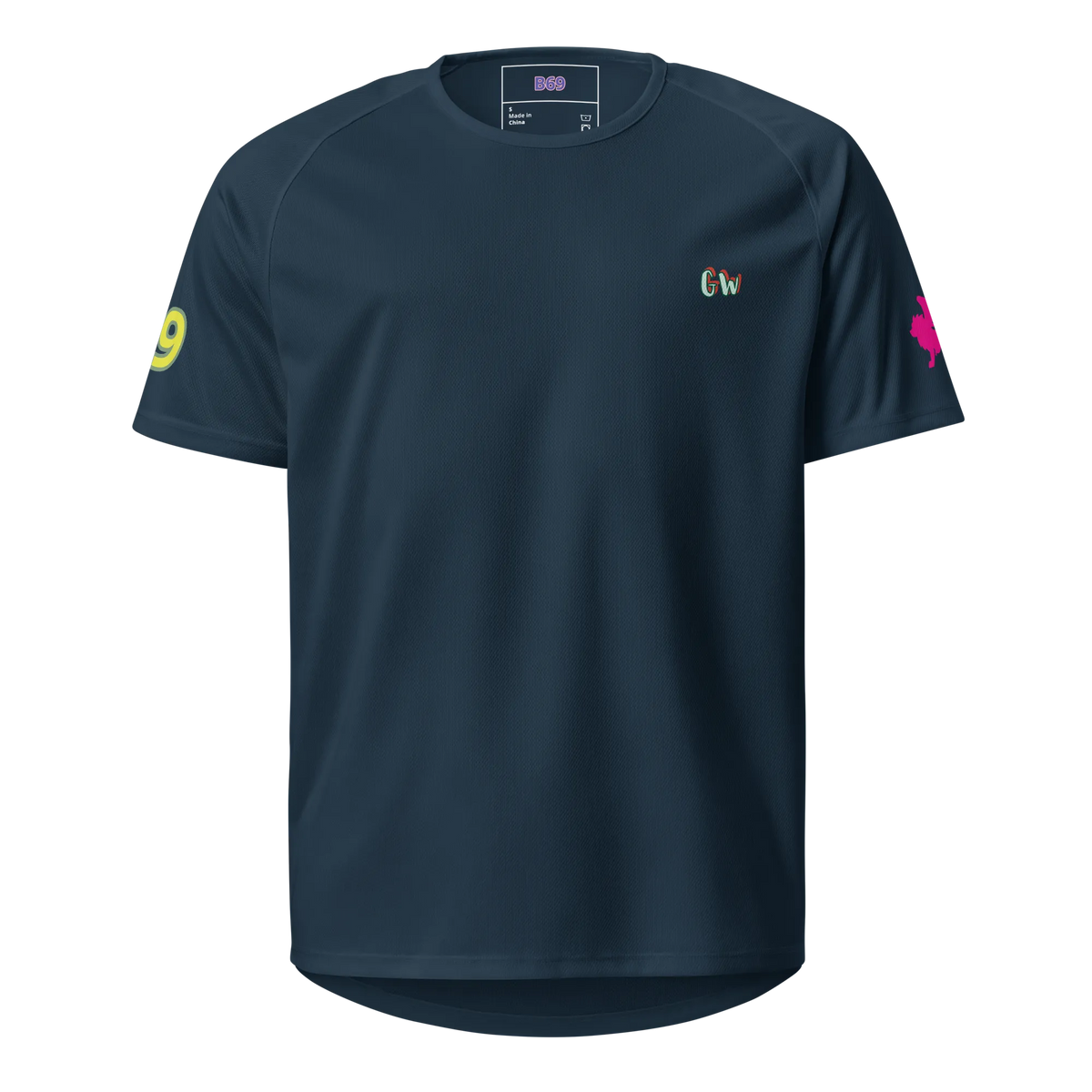 Sports jersey front in French navy with small “Gw” logo