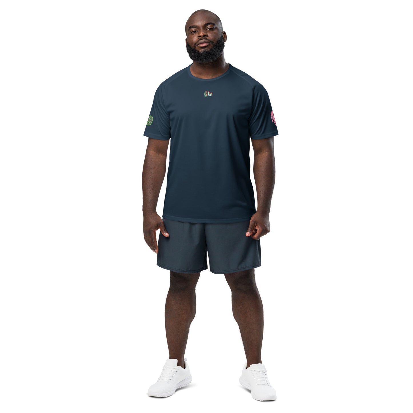 Scrambler#1 T-shirt in French navy with small chest logo and short sleeves