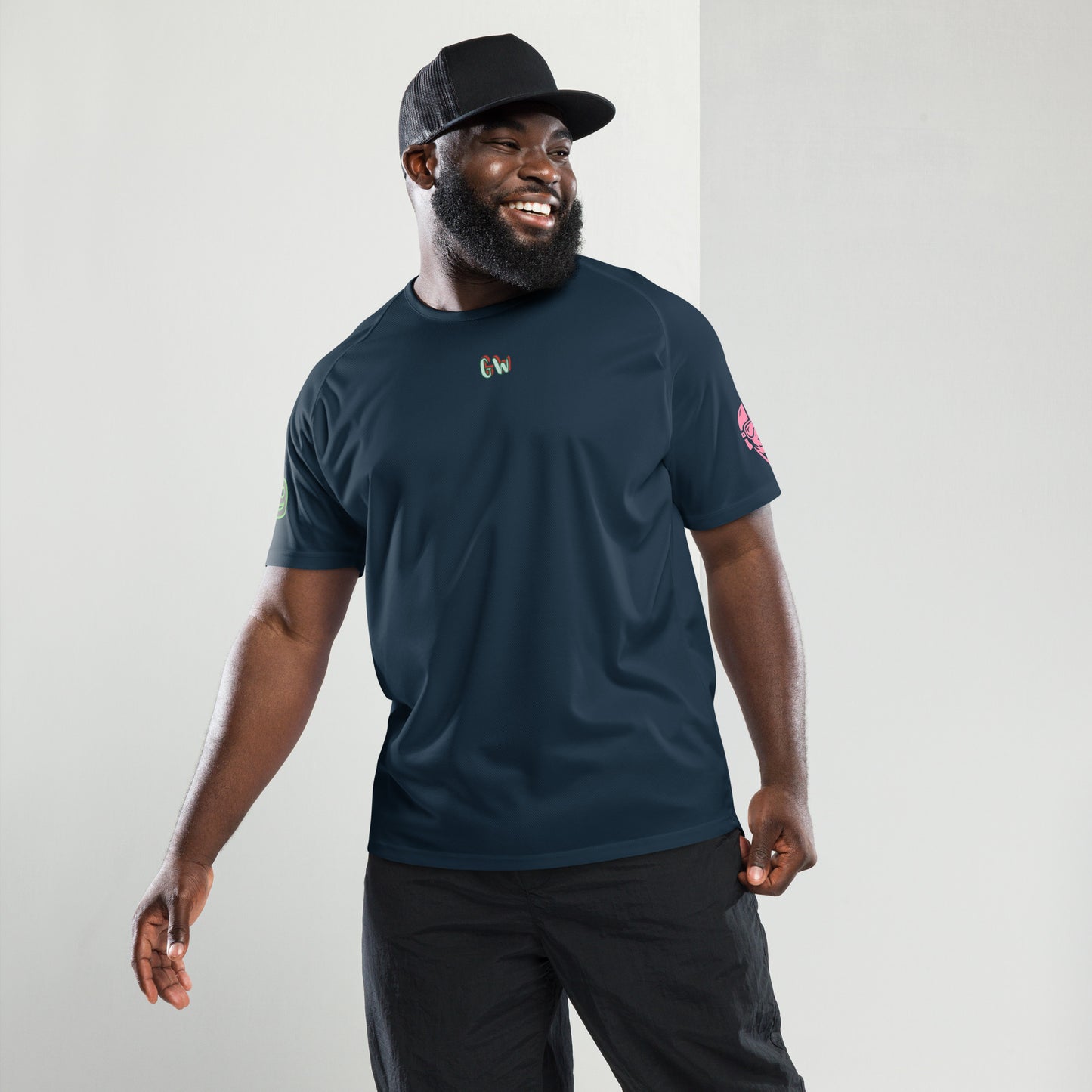 Scrambler#1 T-shirt in French navy with chest logo and side sleeve patch