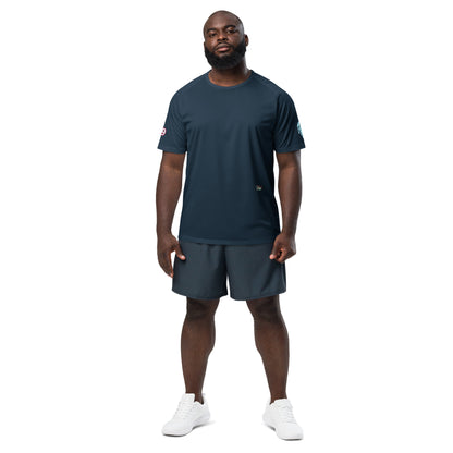 Scrambler#2 T-shirt dark teal navy with round neck and subtle side logo.