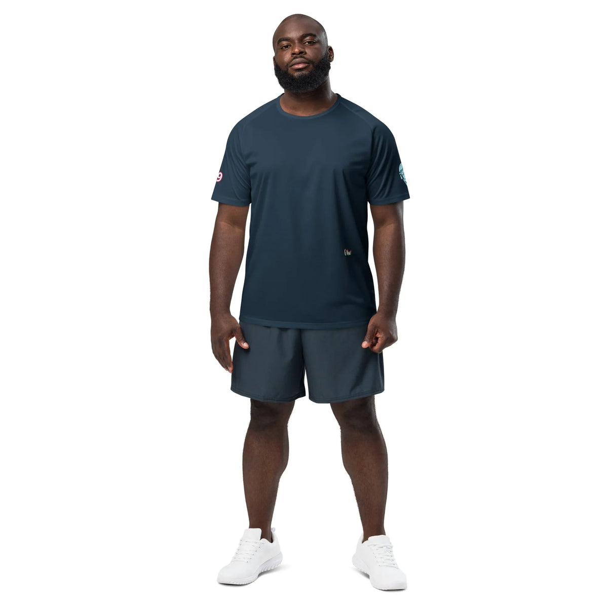 Scrambler#2 T-shirt dark teal navy with round neck and subtle side logo.