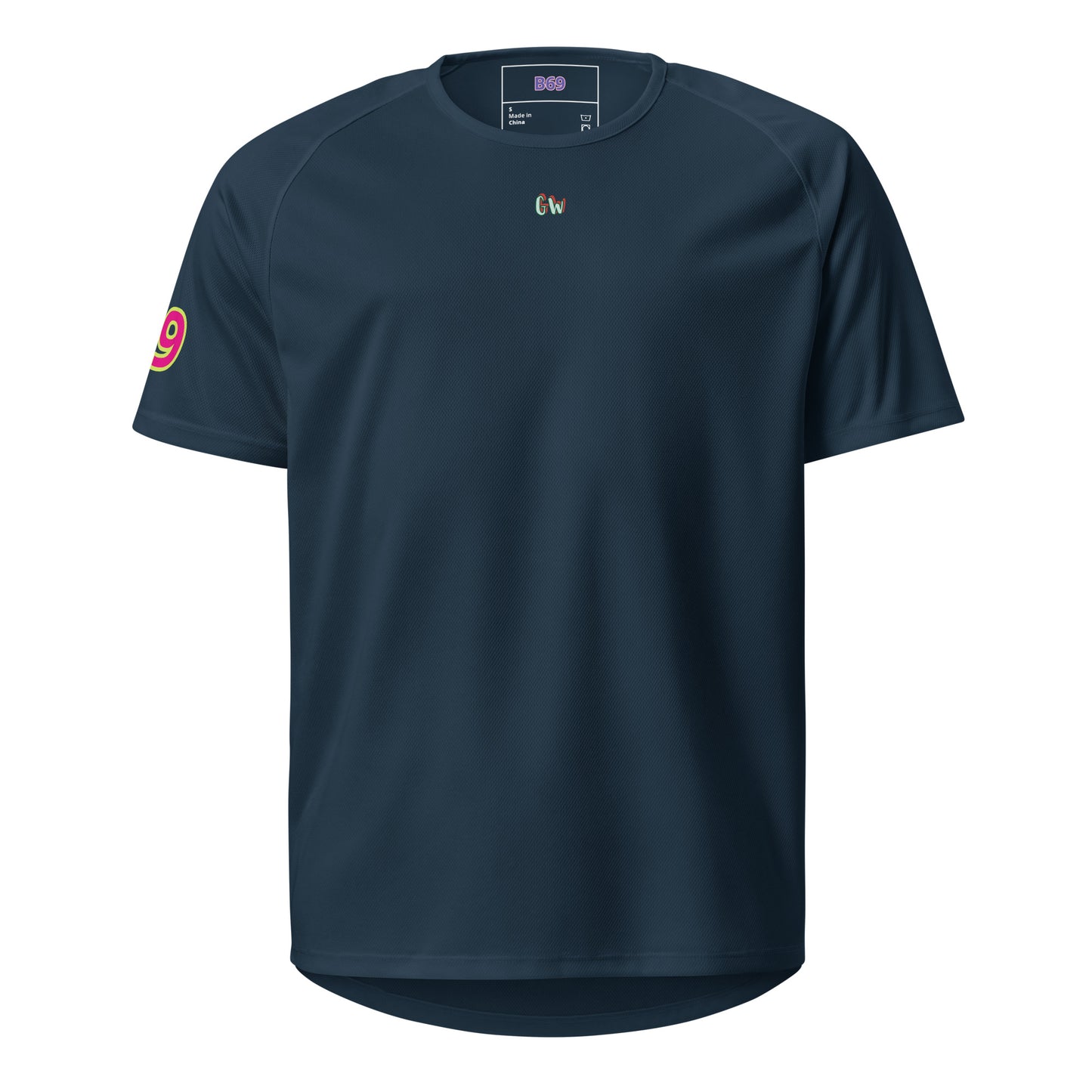 AW Monaco sports jersey, French navy front with “cW” logo and neon “9” sleeve