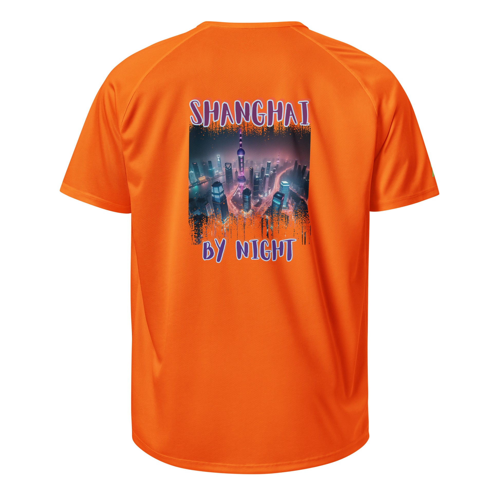 AW Shang sports jersey in orange, back with 'SHANGHAI BY NIGHT' graphic