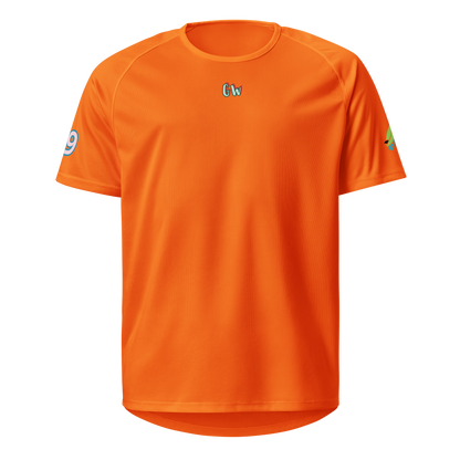 Sport-Jersey, neon-orange, Vorderansicht mit kleinem Brust-Logo