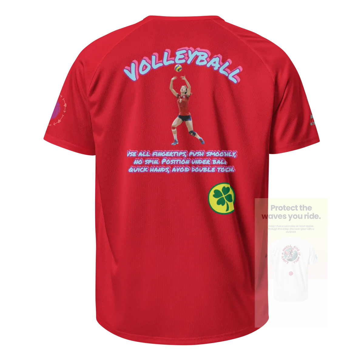 Unisex sports jersey (rot) vorne mit Rückenprint „VOLLEYBALL“, Spieler-Grafik & Text