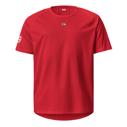 Unisex Sportshirt in Red, kurzarm, Rundhalsausschnitt mit kleinem Brust-Logo