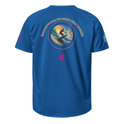 SurfLegend sports jersey, royal blue with circular surf graphic on back
