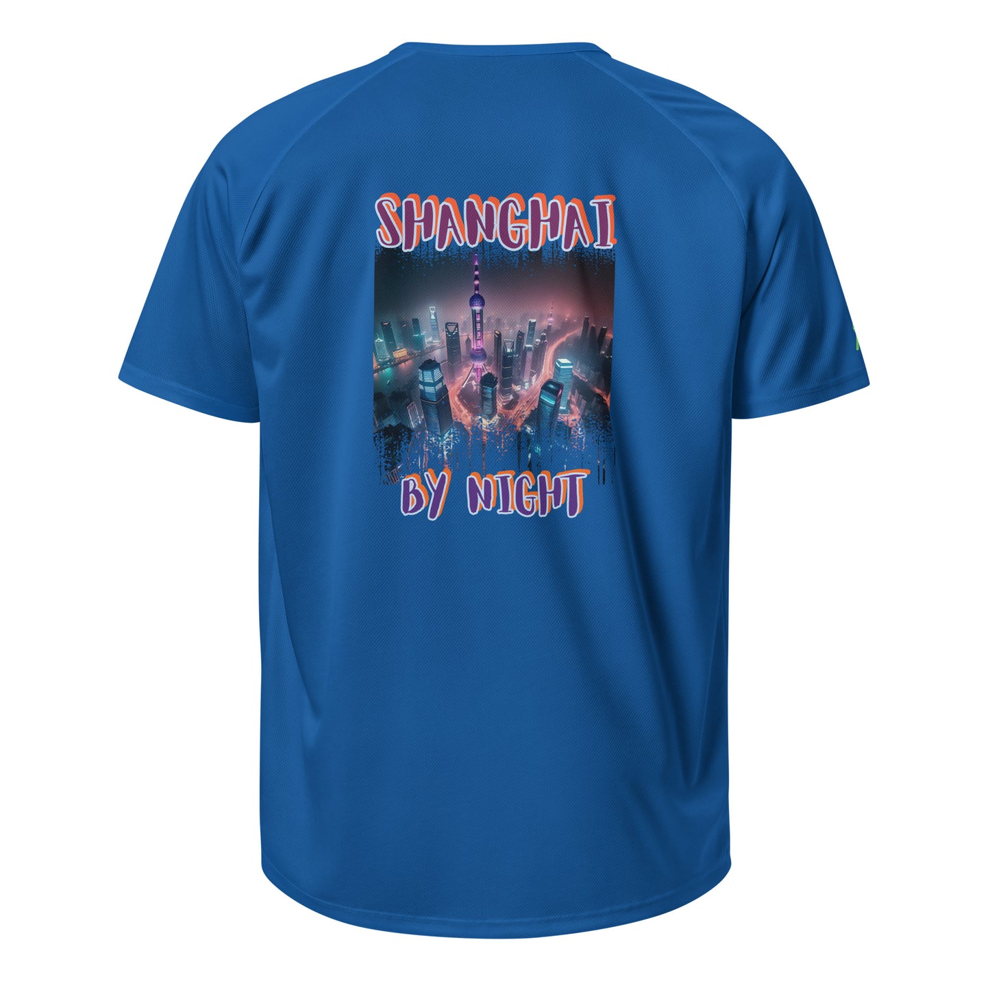 AW Shang sports jersey, royal blue front with 'SHANGHAI BY NIGHT' graphic