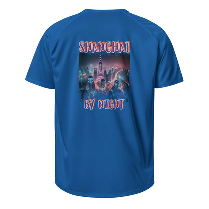 AW Shang sports jersey, royal blue front with 'SHANGHAI BY NIGHT' graphic