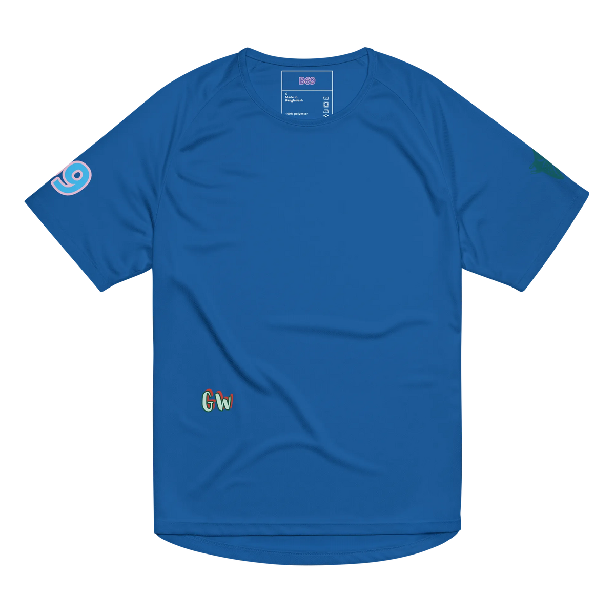 Unisex sports jersey Royal Blue mit kleinem Gw-Logo und Sleeve-Icons