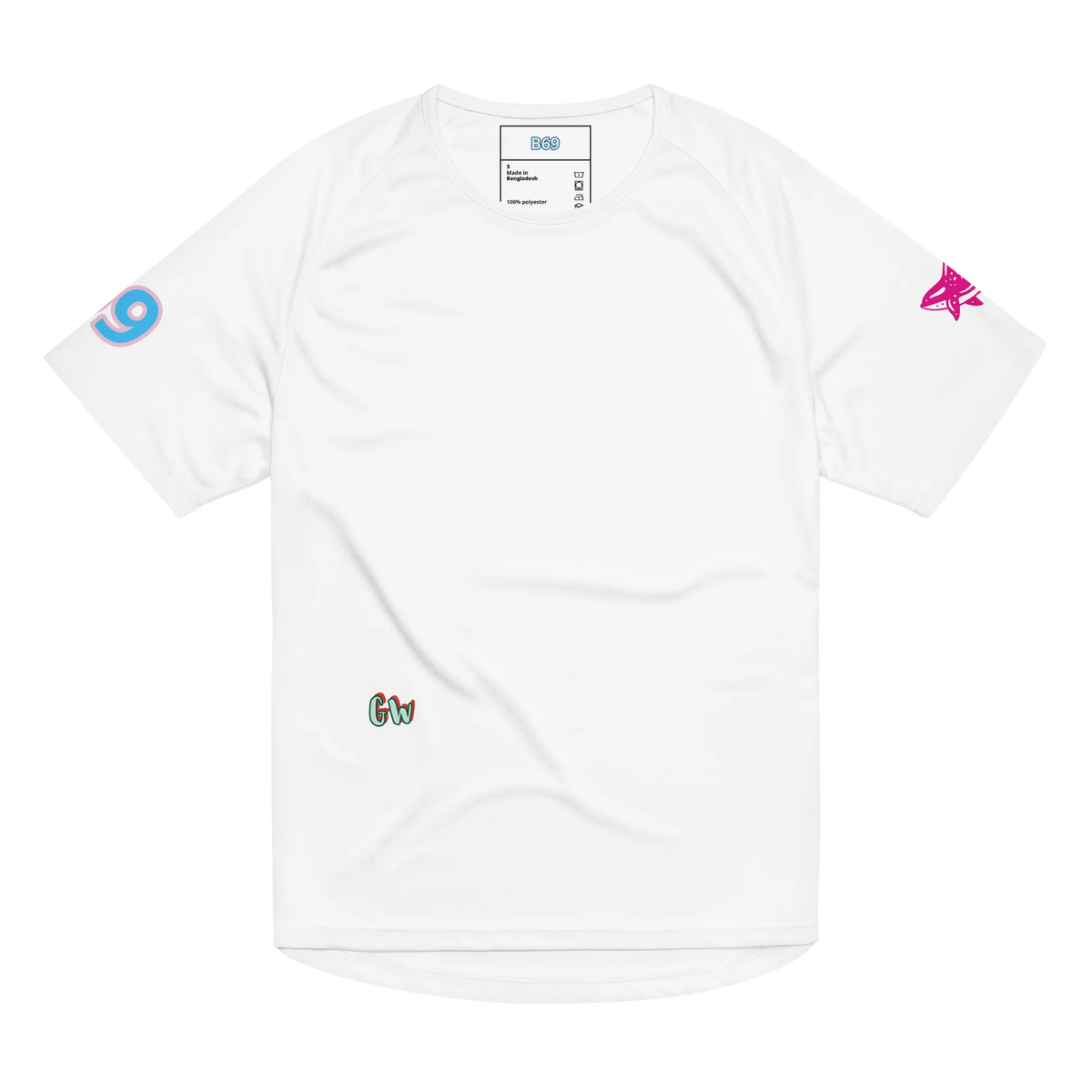 Scuba02 unisex sports jersey in white, front view with small side logos