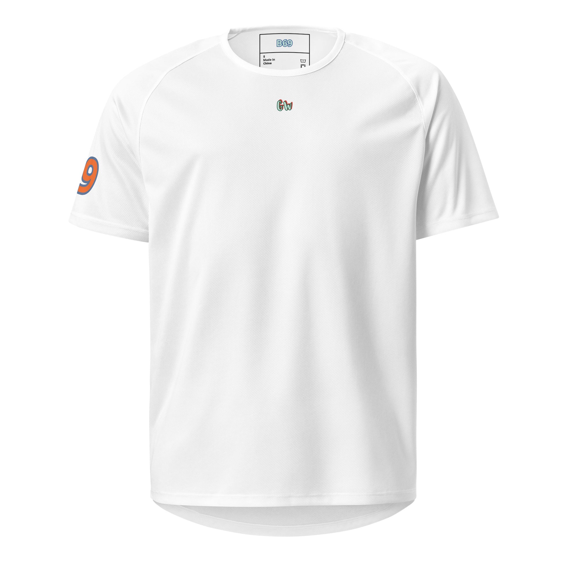 AW Hllywood sports jersey in White, front with small “CW” logo
