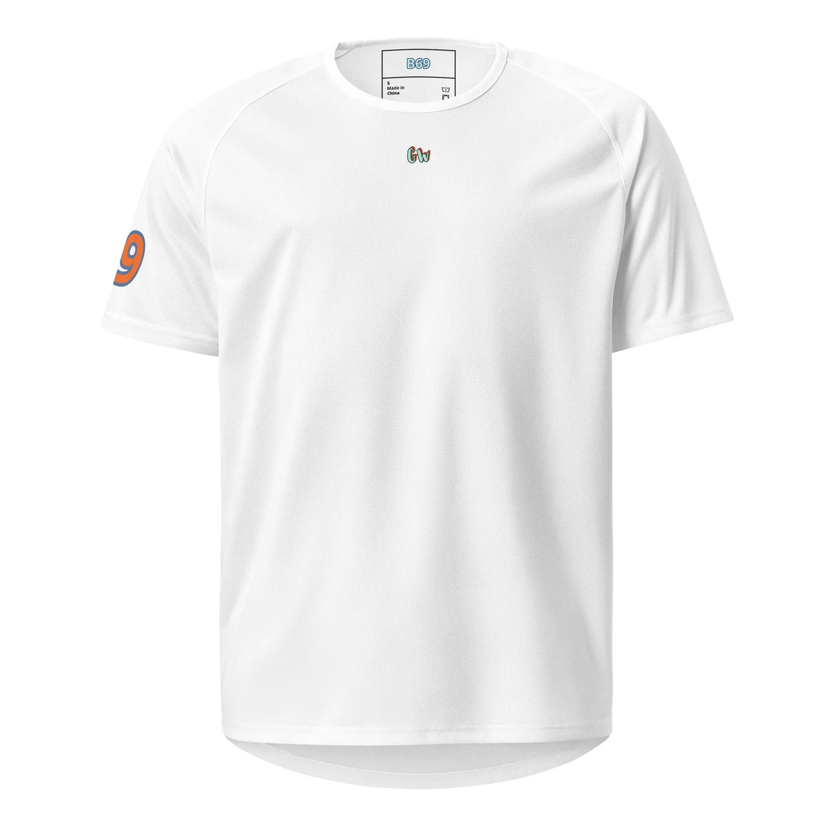 AW Hllywood sports jersey in White, front with small “CW” logo